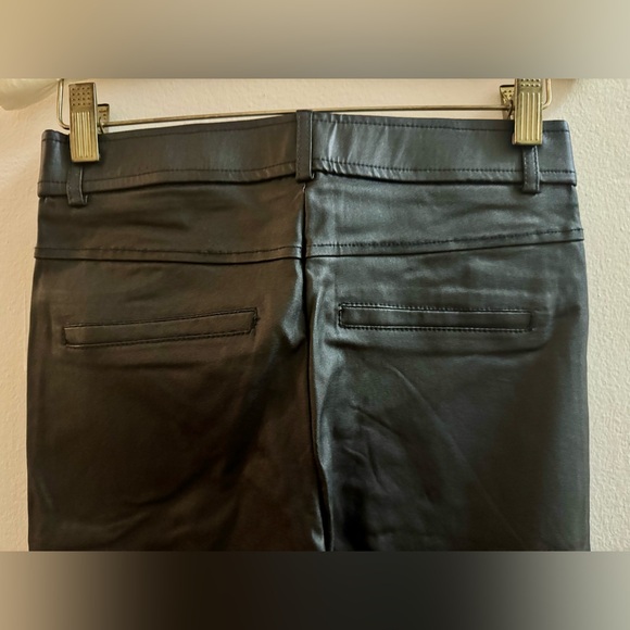 ZARA Woman Slim Fit High-Waist Waxed Faux-Leather Black Jeans, Size Small - Picture 8 of 14